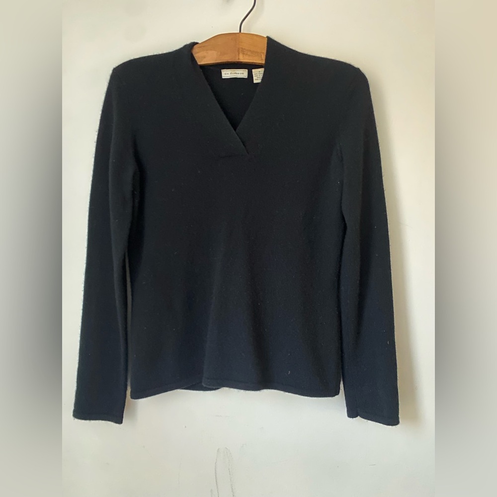 Vintage Cashmere Sweater Women’s Small 100% Cashmere Black V Neck